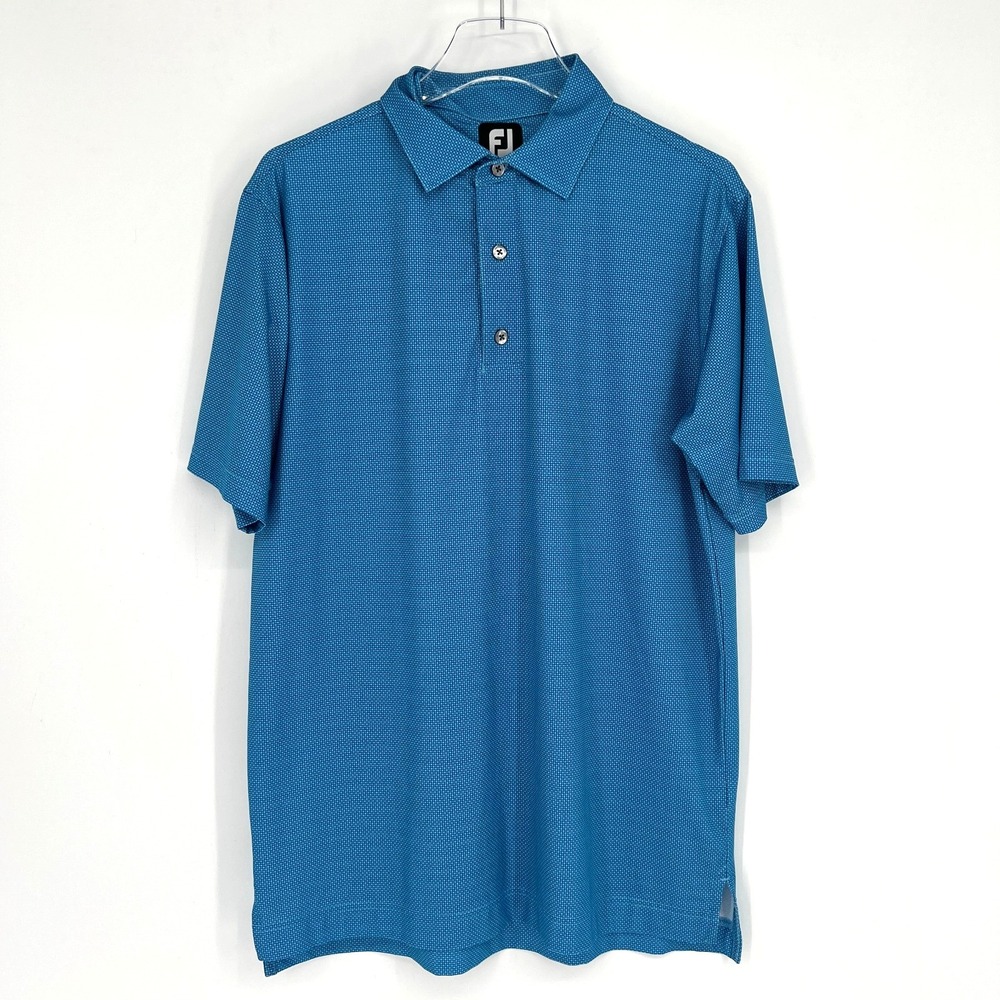 FootJoy Polo Mens M Blue Square Checkered Golf Shirt Athleisure Retro‎